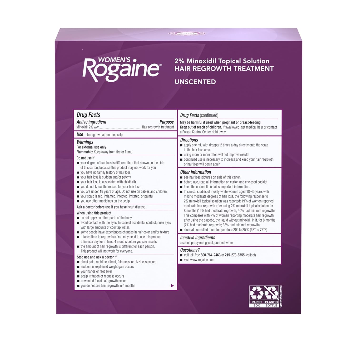 Rogaine Minoxidil Topical Solution 2% แบบน้ำ สำหรับผู้หญิง บรรจุ 3 ขวด ใช้ได้ 3 เดือน - Image 2